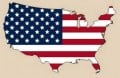 bandera americana pintada sobre el continente