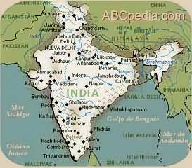 mapa de la ubicación de la India en el planeta