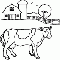 vaca y granja para colorear