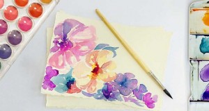 pinturas acuarelas y pincel