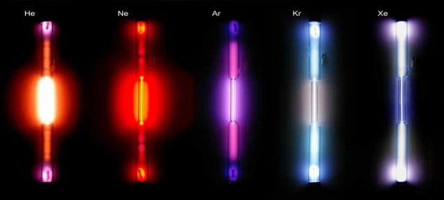 colores luz lamparillas gases nobles